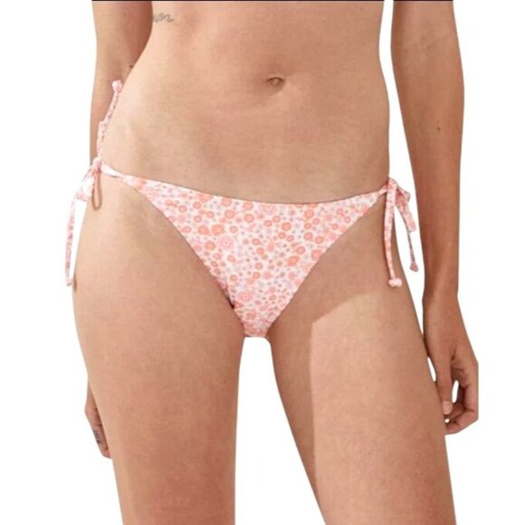 Cotton On G-string Tie Side Brazilian Bikini Bottom Swimwear Retro Ditsy Pink M - Picture 2 of 6